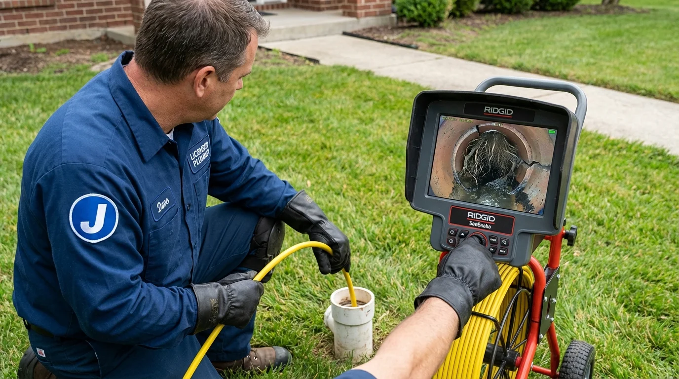Sewer camera inspection being performed by Johns Plumbing LLC in West Islip